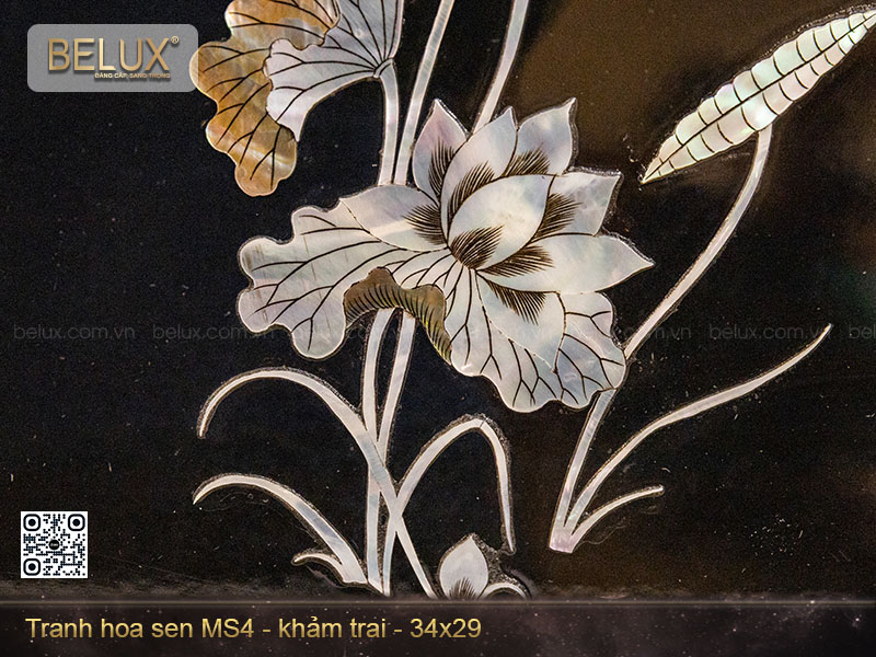 Tranh hoa sen khảm trai MS4 kt 34x29cm&nbsp;